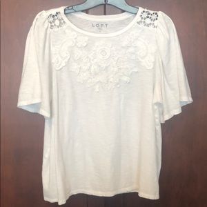LOFT White 100% cotton top size Large